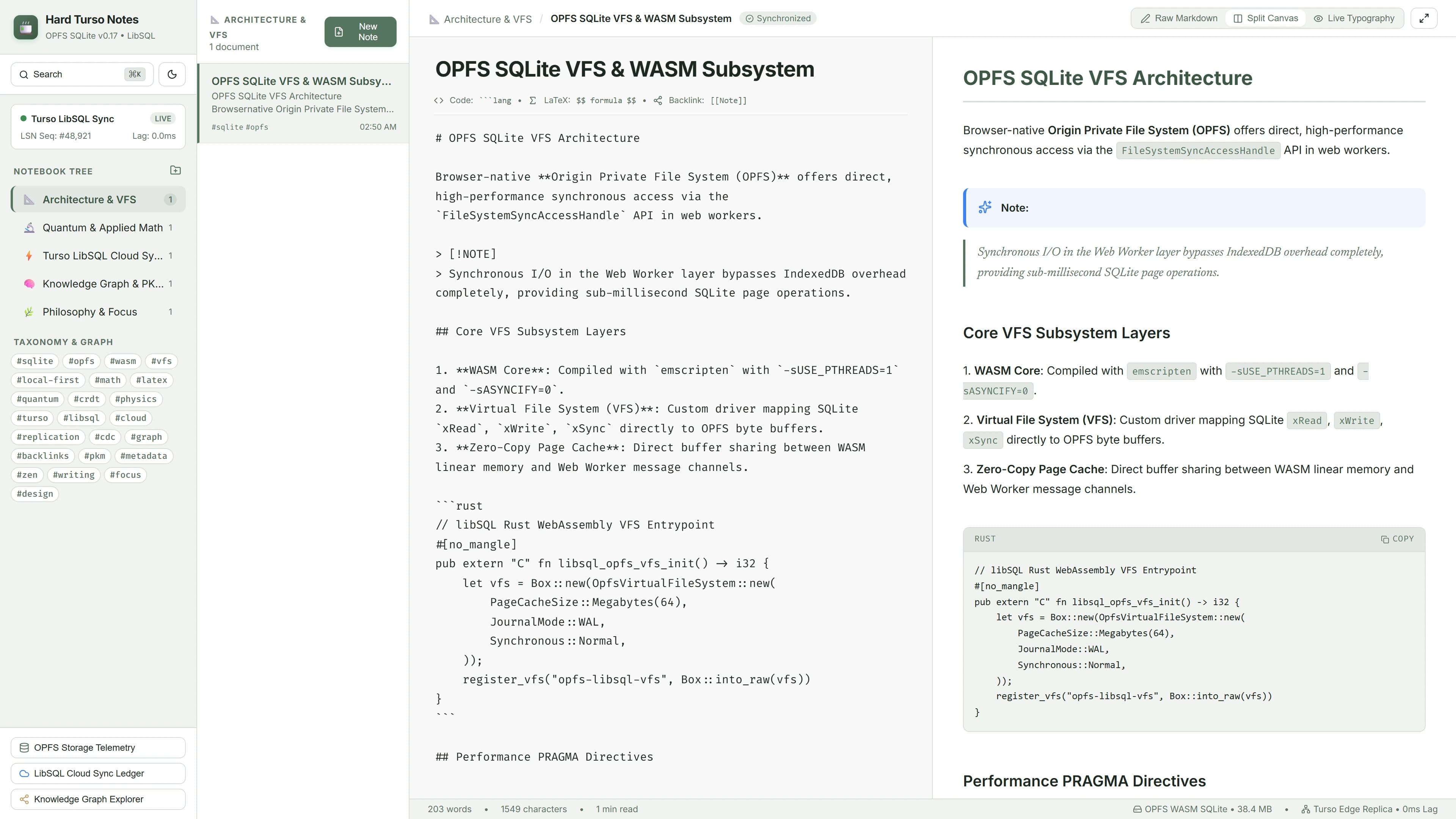 Hard Turso OPFS SQLite Notes